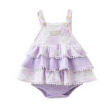 Wisteria Layered Bodysuit  Dress - Purple Floral
