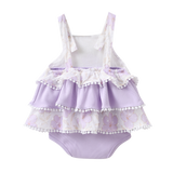 Wisteria Layered Bodysuit  Dress - Purple Floral