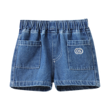 Indigo Denim Detail Shorts - Blue