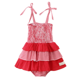 London Layered Bodysuit Dress - Red Stripe