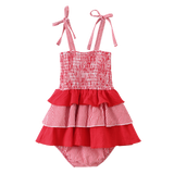 London Layered Bodysuit Dress - Red Stripe