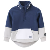 Archie Detailed Zip Collar Crew - Navy