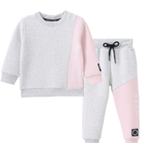 PREORDER Alaska Textured Crew Set - Grey & Pink