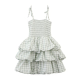 Sage Check Bubble Dress