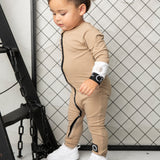 Albie Detailed Romper - Biscuit