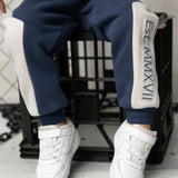 Archie Panel Trackpants - Navy/Oat