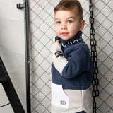 Archie Detailed Zip Collar Crew - Navy