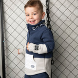 Archie Detailed Zip Collar Crew - Navy