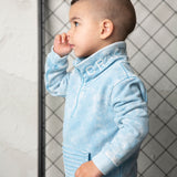 Ash Detailed Zip Collar Crew - Ice Blue