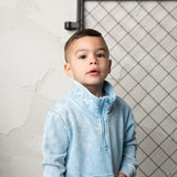 Ash Detailed Zip Collar Crew - Ice Blue