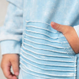 Ash Detailed Zip Collar Crew - Ice Blue