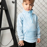 Ash Detailed Zip Collar Crew - Ice Blue