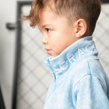 Ash Detailed Zip Collar Crew - Ice Blue