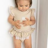 Ava Tulle Frill Bodysuit - Sand