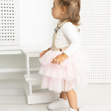 Ava Detailed Pinafore Tutu - Denim Beige/Pink