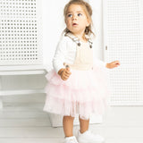 Ava Detailed Pinafore Tutu - Denim Beige/Pink