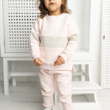 Bella Detailed Crew Pant Set - Pink