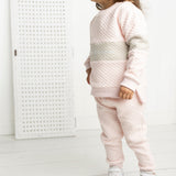 Bella Detailed Crew Pant Set - Pink