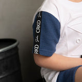 Bentley Embossed Tee - White /Denim blue