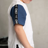 Bentley Embossed Tee - White /Denim blue