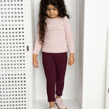 Blossom Ribbed Fleece Leggings - Plum