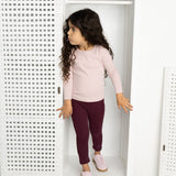 Blossom Ribbed Fleece Leggings - Plum
