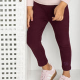 Blossom Ribbed Fleece Leggings - Plum