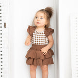Skylar Check Bodysuit - Mocha