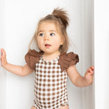 Skylar Check Bodysuit - Mocha