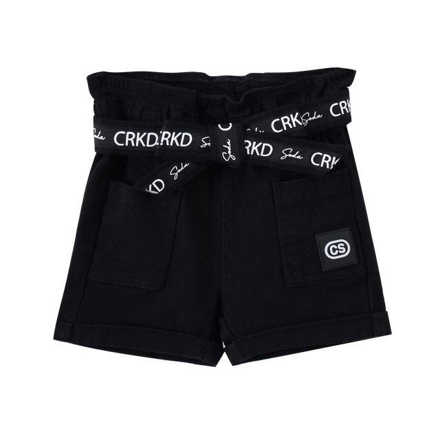 Brooke CS High Waisted Shorts - Black-Shorts-Cracked Soda
