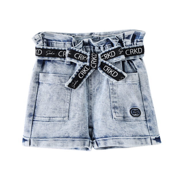 Brooke CS High Waisted Shorts - Blue-Shorts-Cracked Soda