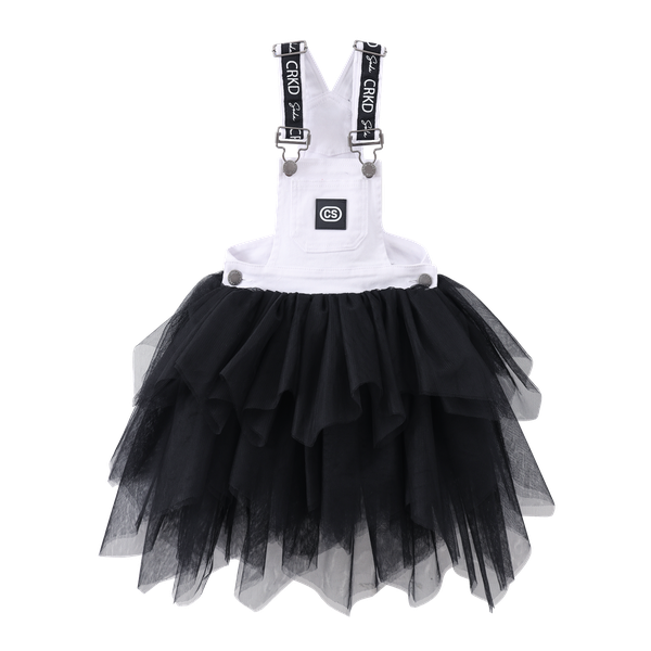Brooke Pinafore Tutu - White/Black-Clothing-Cracked Soda
