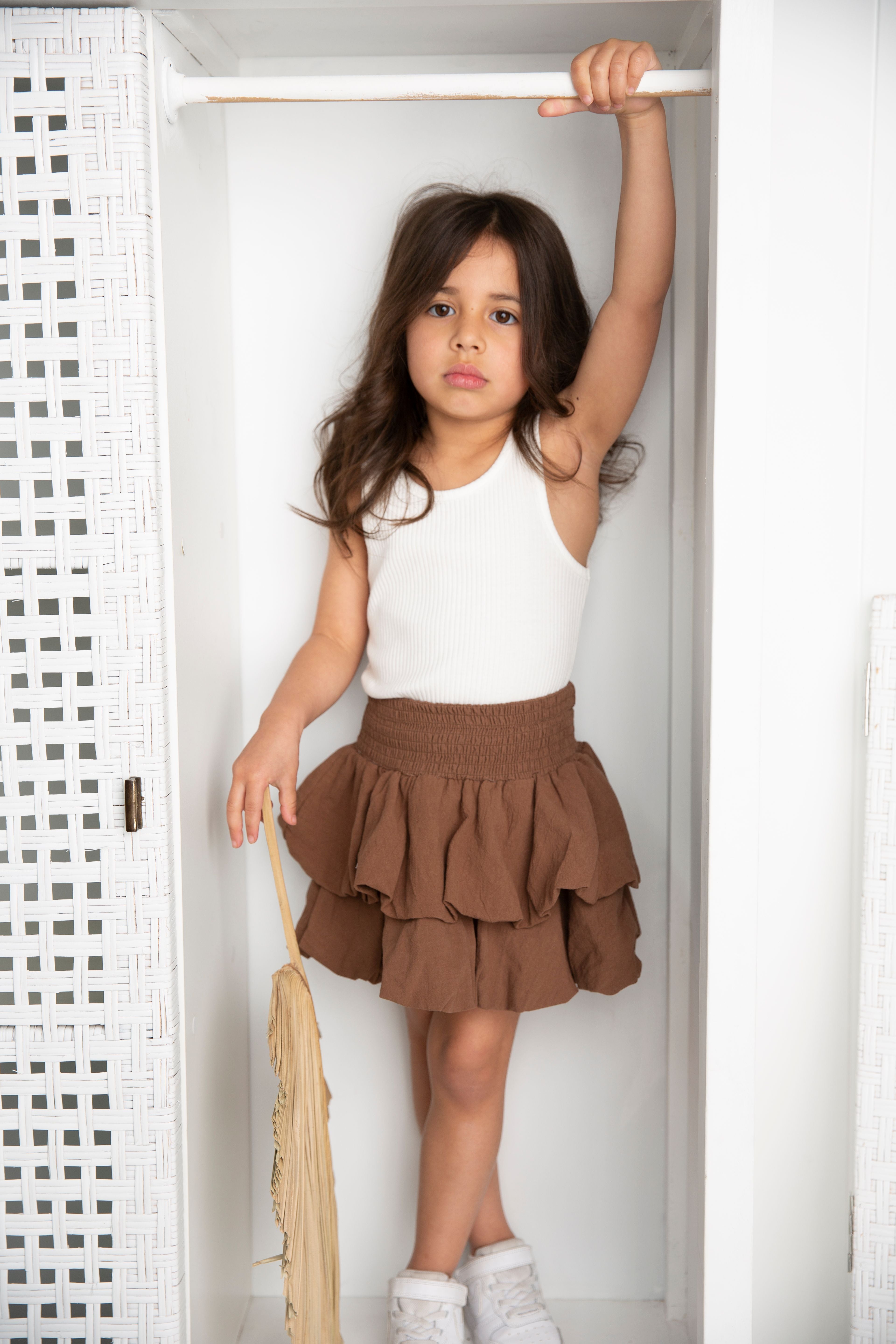 Skylar Skirt & Cream Tank Set-Cracked Soda