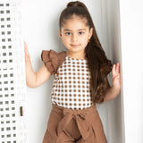 Skylar Check Top - Mocha