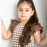 Skylar Check Top - Mocha