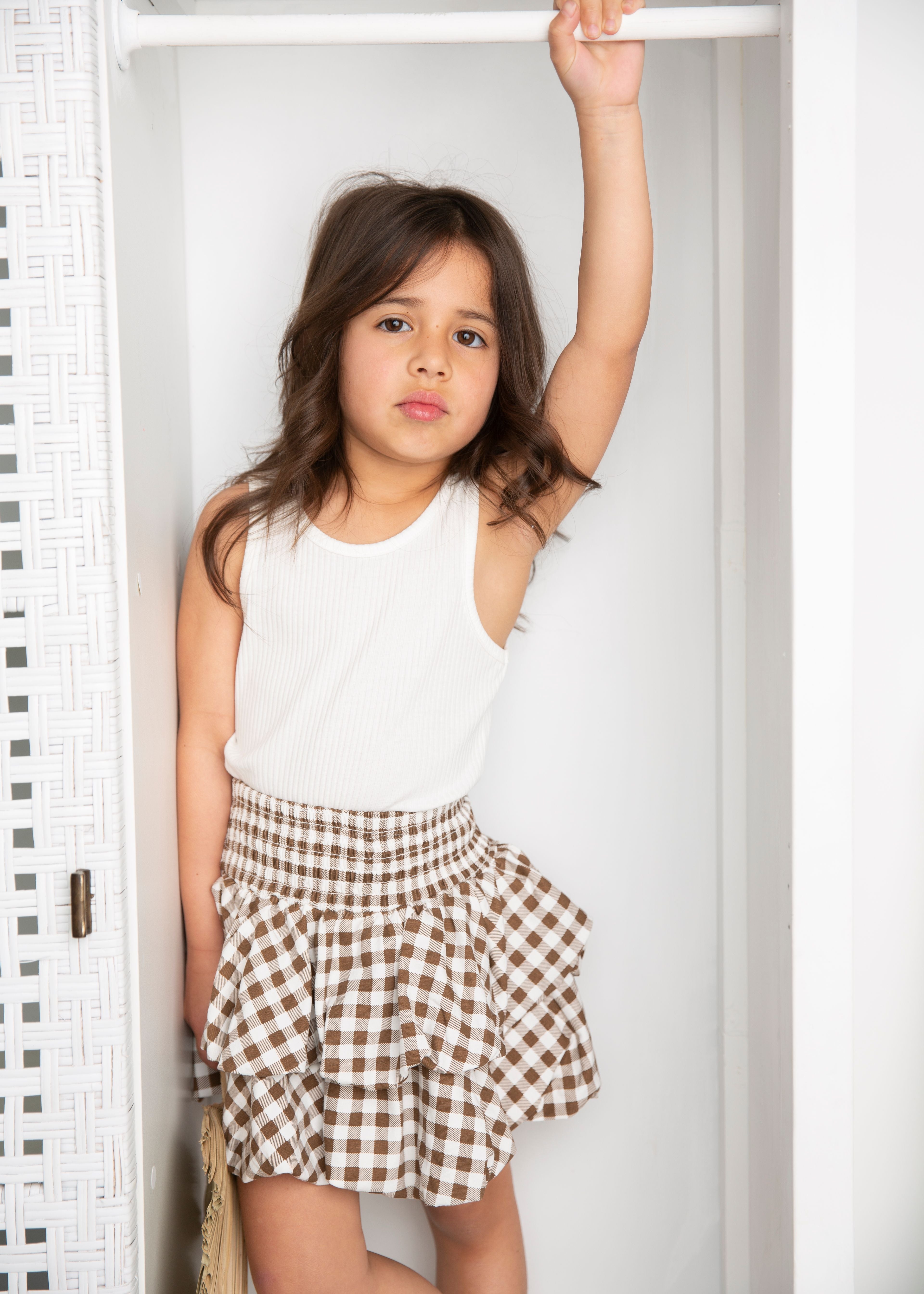 Skylar Check Skirt & Tank Set-Cracked Soda