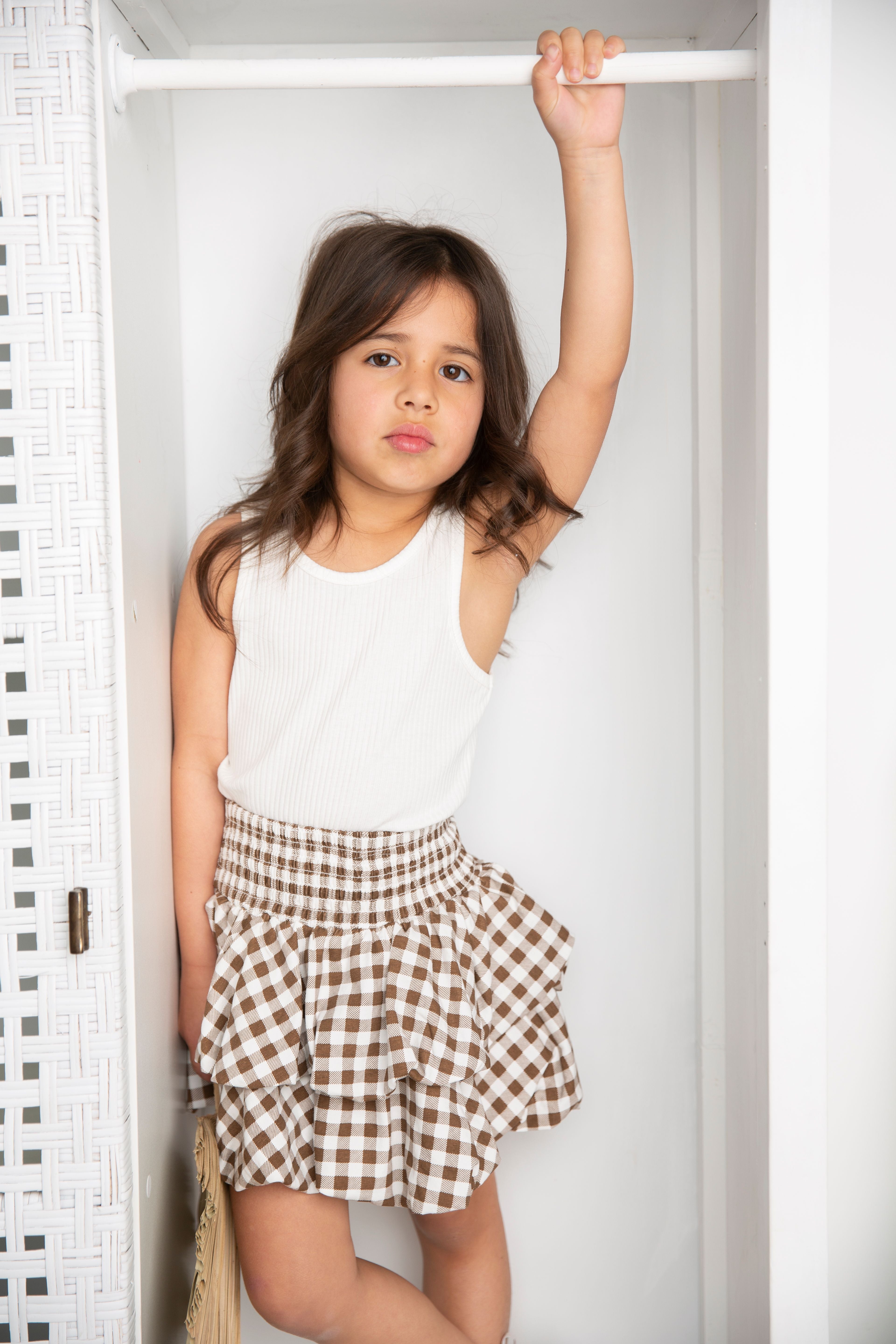 Skylar Check Skirt & Tank Set-Cracked Soda
