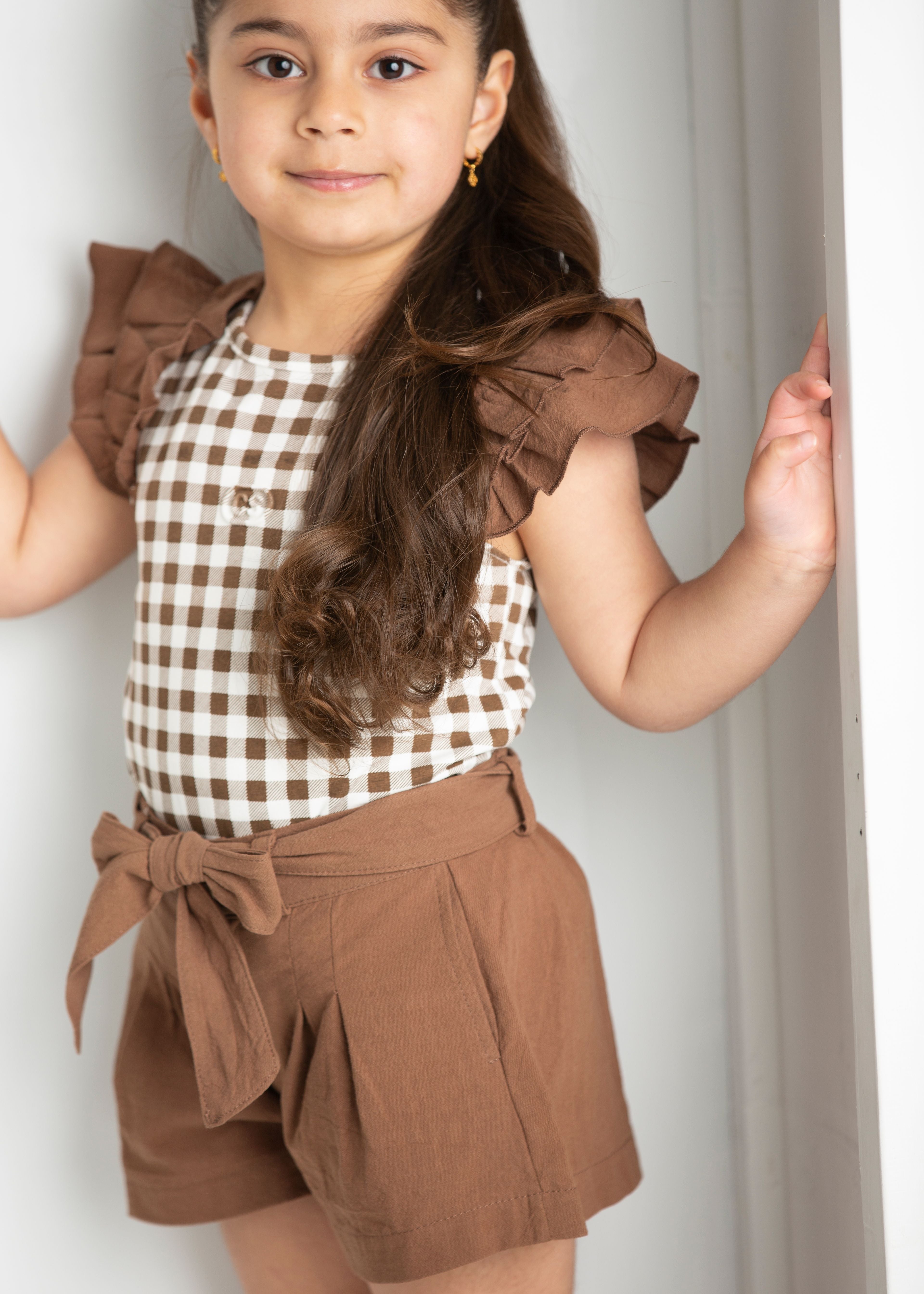 Skylar Mocha Check Top & Short Set-Cracked Soda