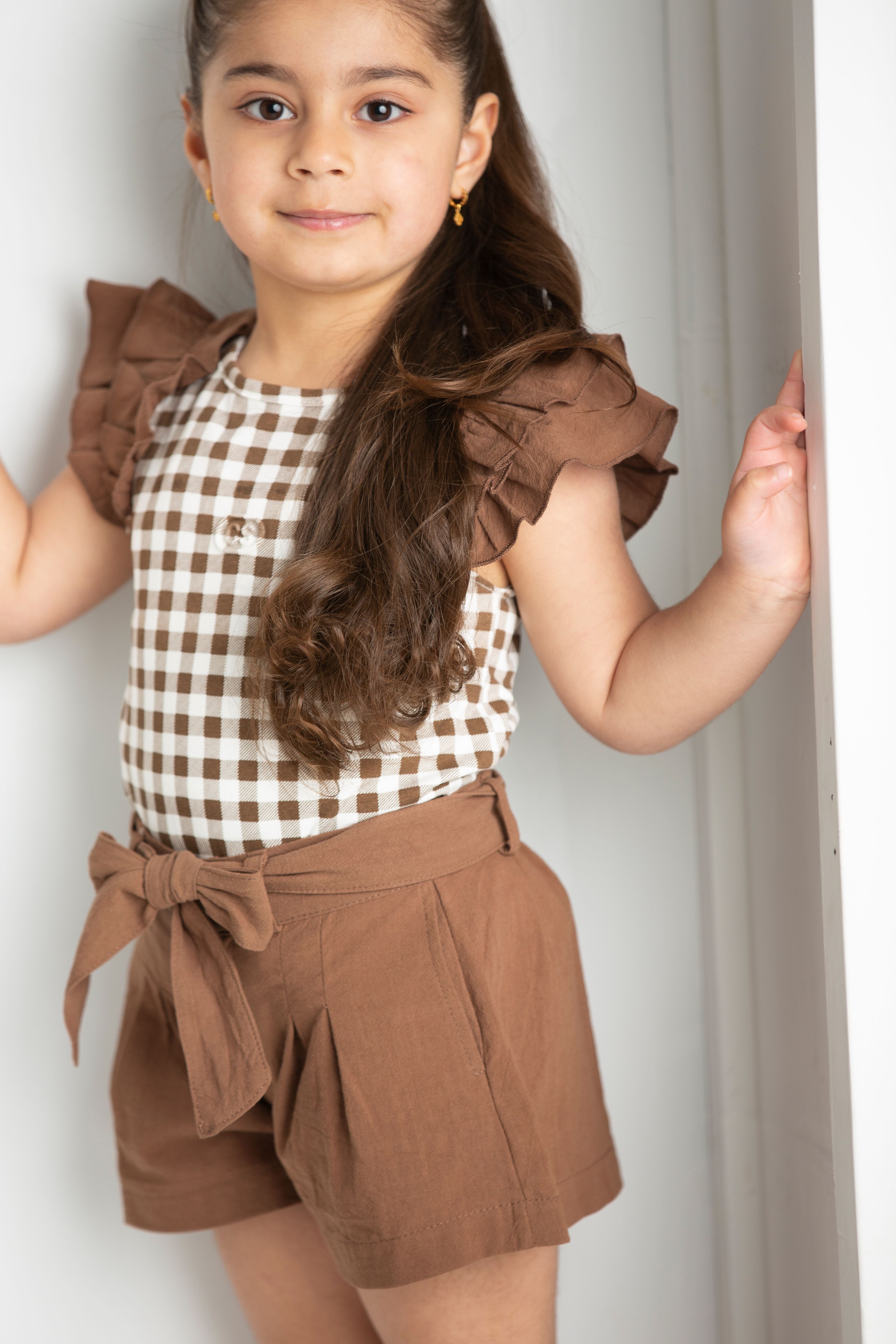 Skylar Mocha Check Top & Short Set-Cracked Soda