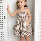 Skylar Check Bubble Dress - Mocha
