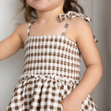 Skylar Check Bubble Dress - Mocha