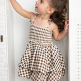 Skylar Check Bubble Dress - Mocha