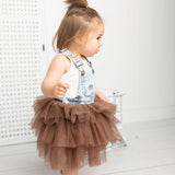 Victoria Pinafore - Blue/Mocha