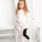 Cleo Embossed Neck L/S Tie Top - Pink