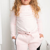 Cleo Embossed Neck L/S Tie Top - Pink