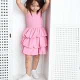 Clover Ruched Bubble Dress - Pink