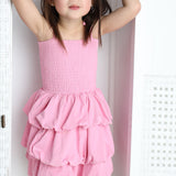 Clover Ruched Bubble Dress - Pink