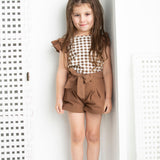 Skylar Check Top - Mocha