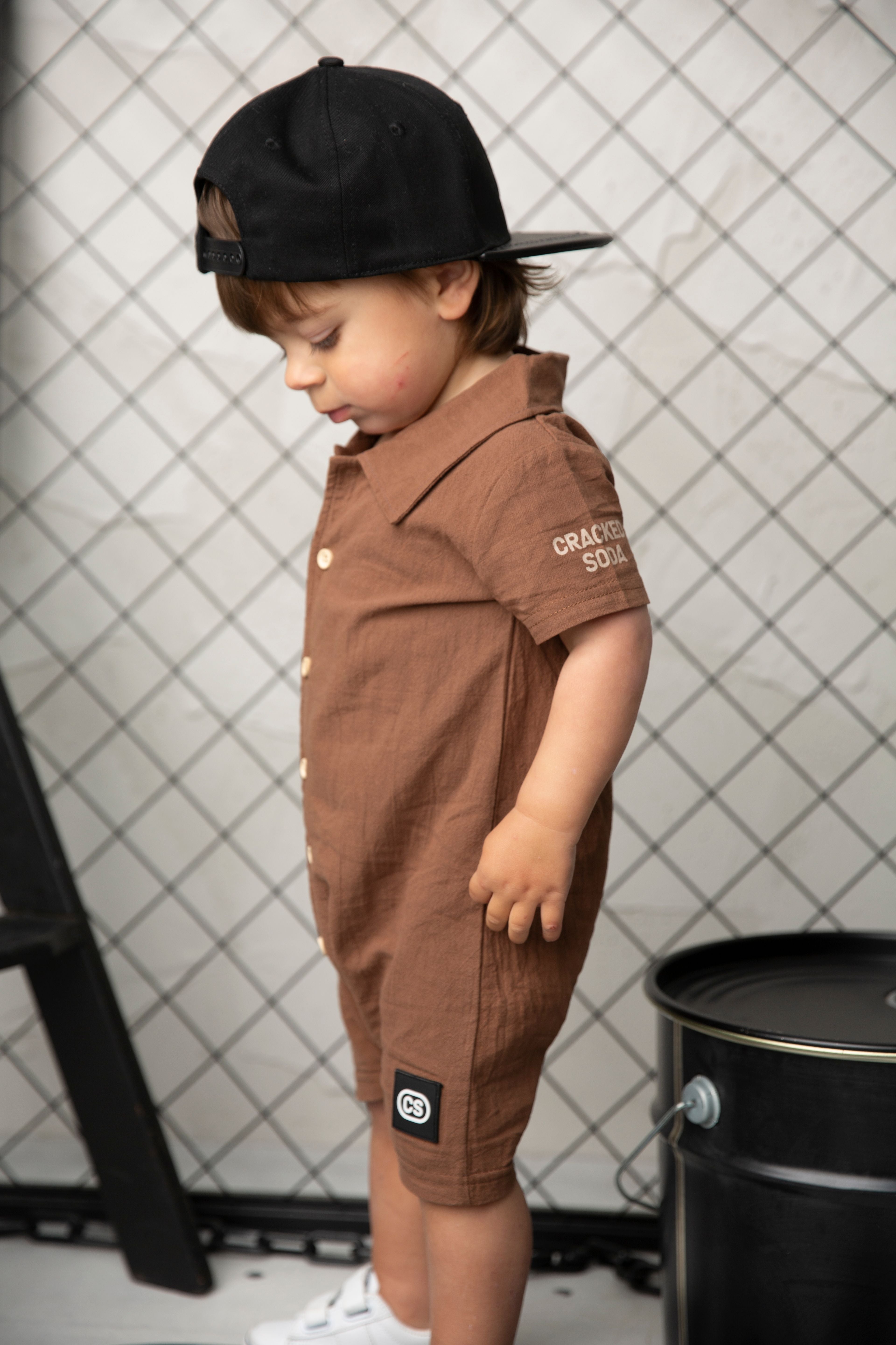 Dash Linen Romper - Mocha-Clothing-Cracked Soda