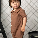 Dash Linen Romper - Mocha-Clothing-Cracked Soda
